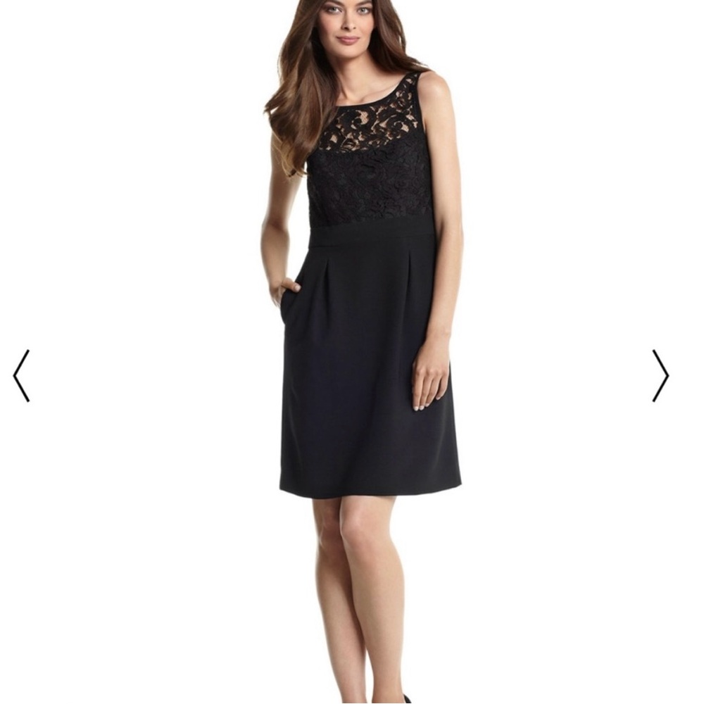 White House Black Market Lace Detail Dress - Black